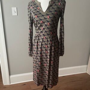 Boden Long Sleeve Dress in Gray and Pink